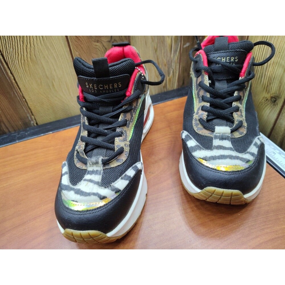 Sketchers Los Angeles The Hunt Shoes Womens 9.5 Black Animal Print Chunky - Picture 4 of 10